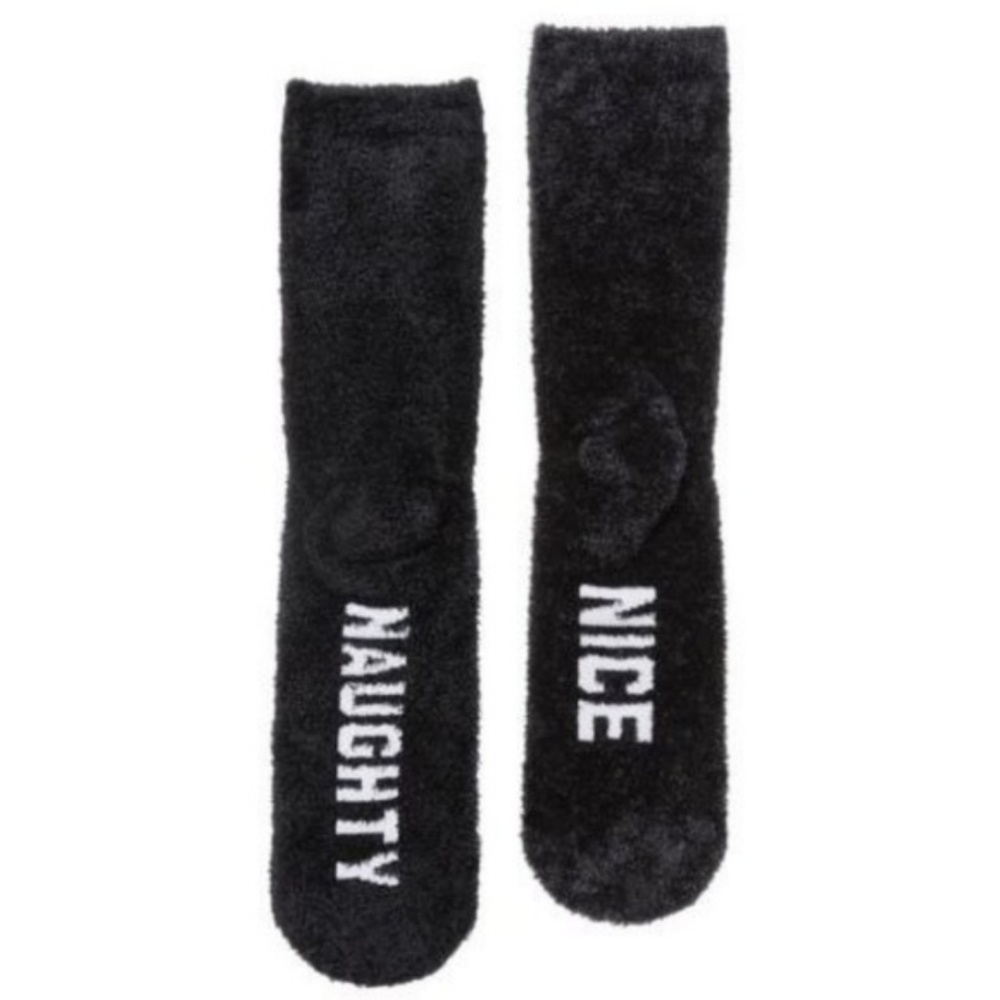 *5A280 VS 2 PACK BLACK/ PINK Cozy Fuzzy Crew Socks - Picture 4 of 4